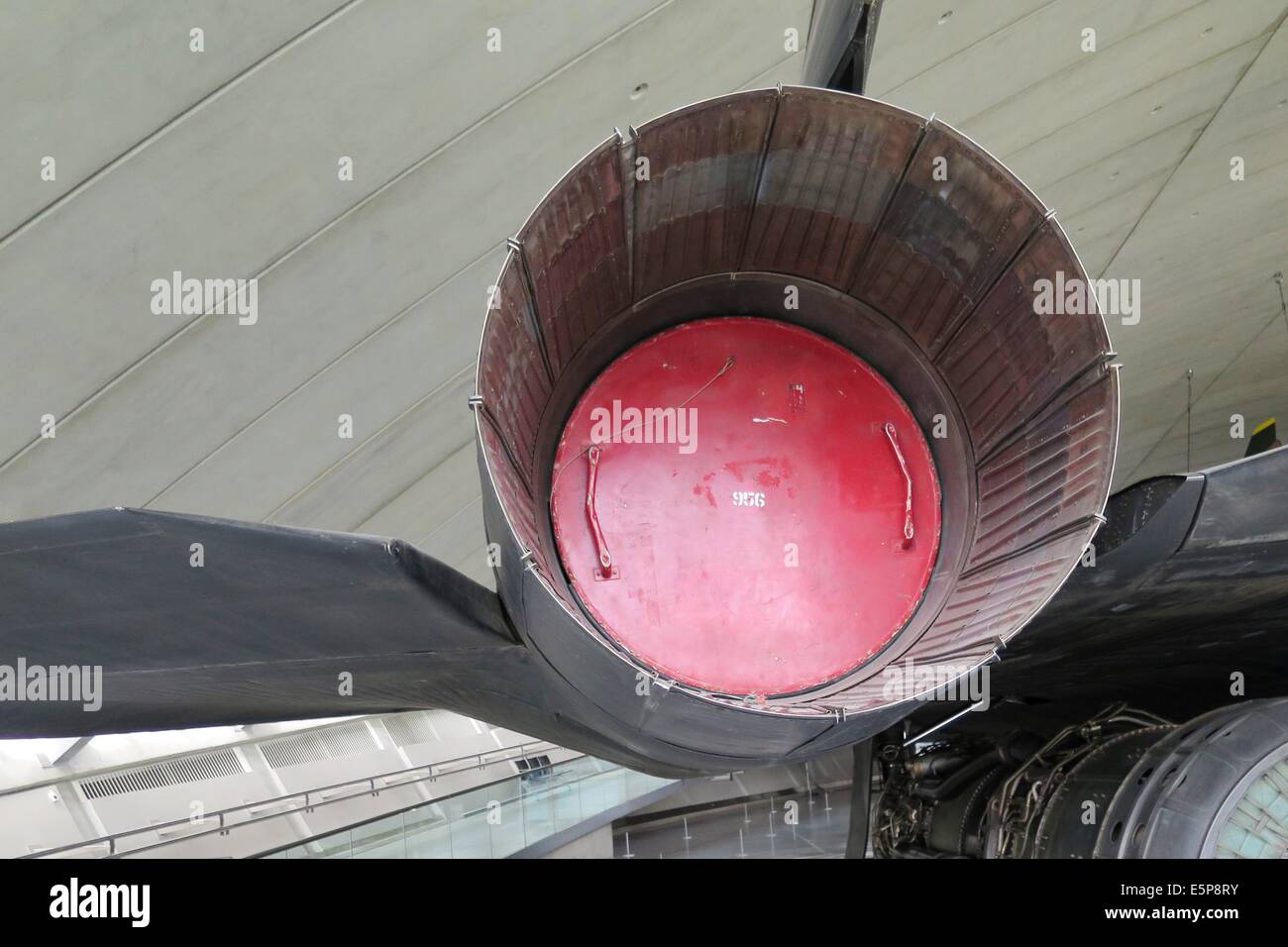 Motor Bell von Lockheed SR71-A bei American Air Force Museum in Duxford Stockfoto