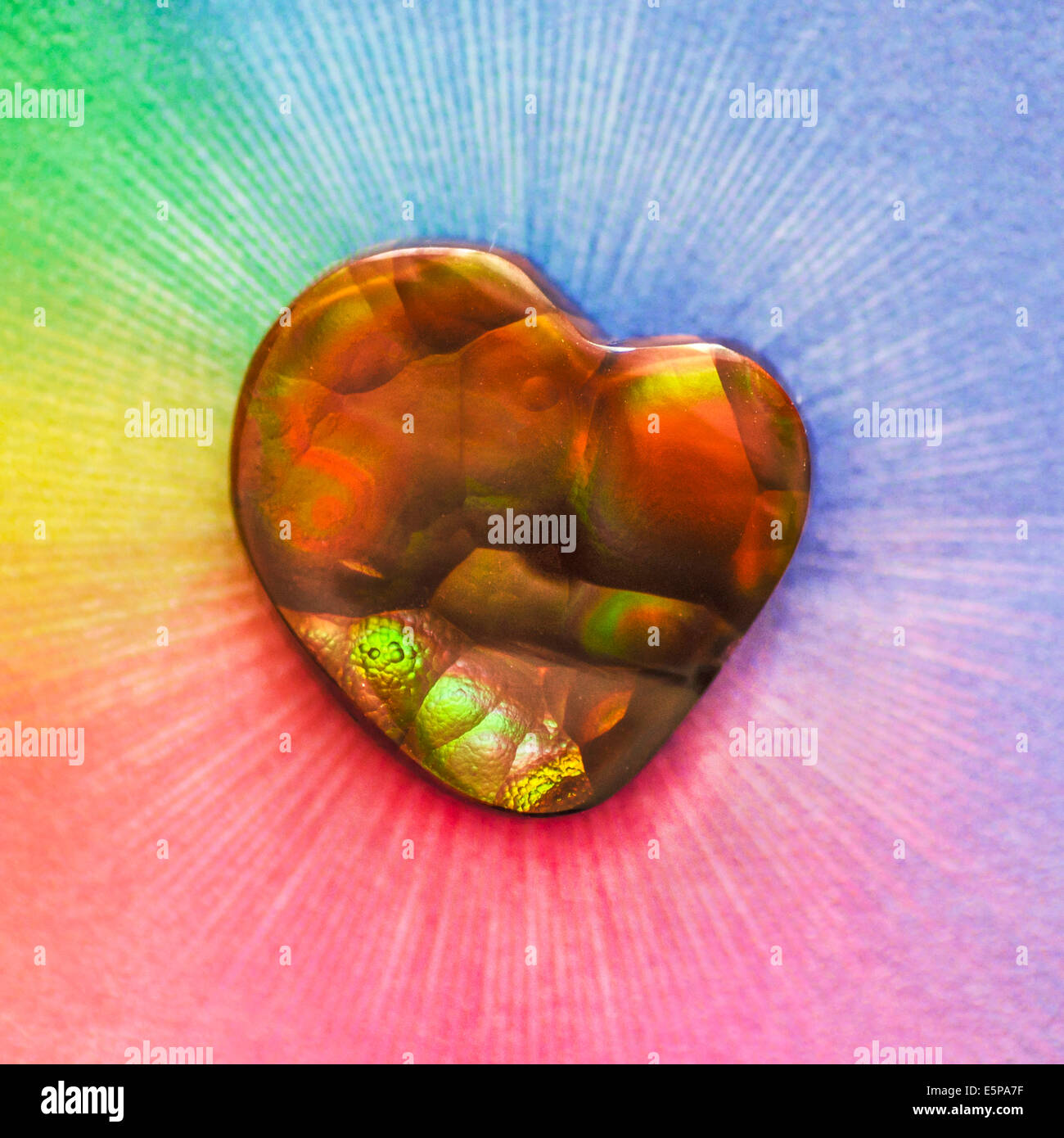 Regenbogen Feuer Achat Edelstein Crystal Makro Stockfoto