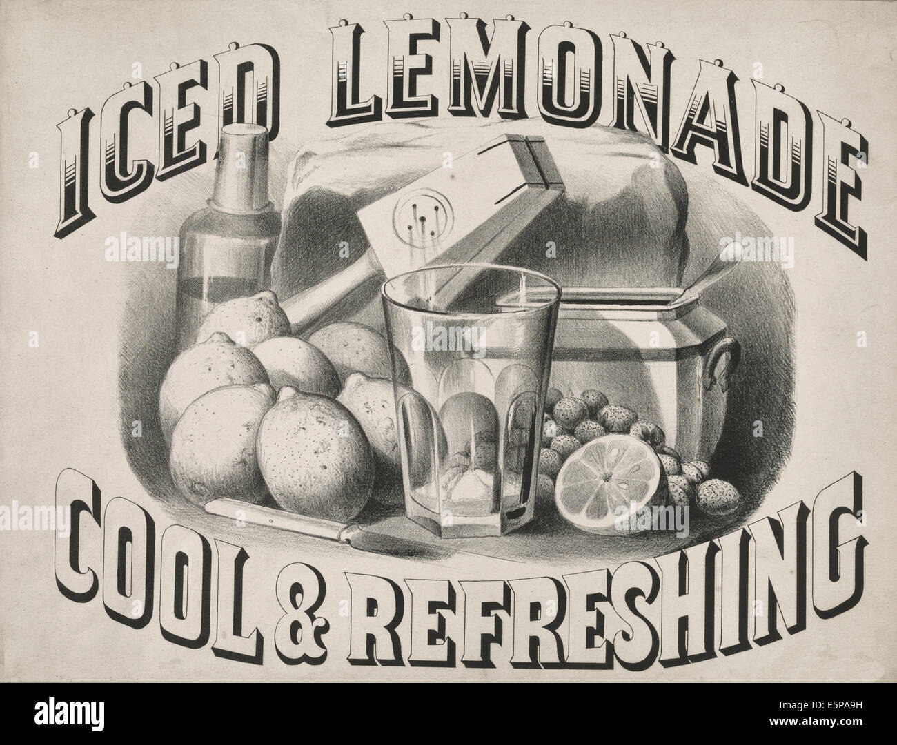 Eistee, Limonade: cool & erfrischend - Vintage Werbeplakat, ca. 1879 Stockfoto