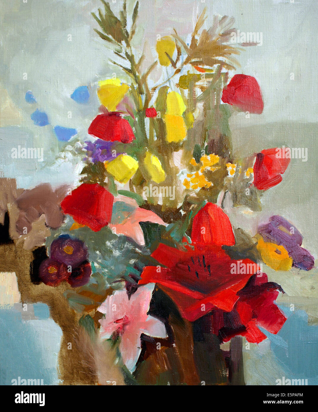 Ölgemälde von den schönen Blumen. Stockfoto