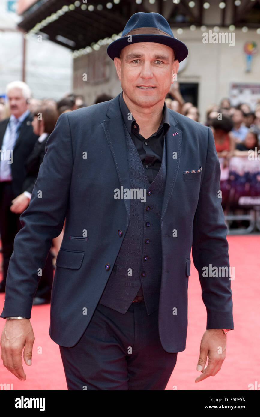 Vinnie Jones besucht die Weltpremiere von The Expendables 3 am 08.04.2014 im ODEON Leicester Square, London. Personen im Bild: Vinnie Jones. Bild von Julie Edwards Stockfoto