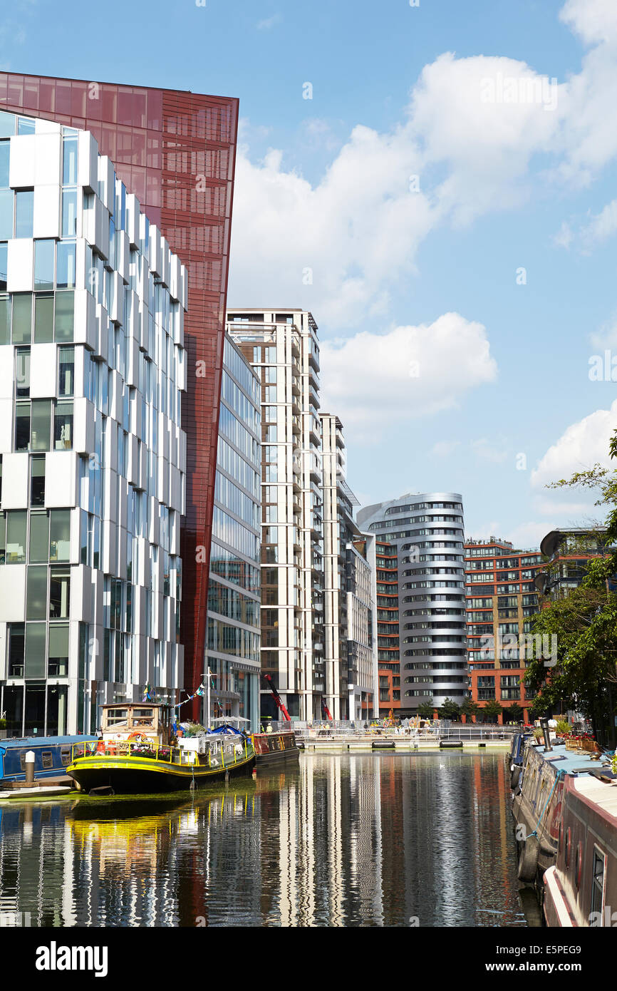Blick auf die Neuentwicklung von Paddington Basin in Westlondon. VEREINIGTES KÖNIGREICH. Stockfoto