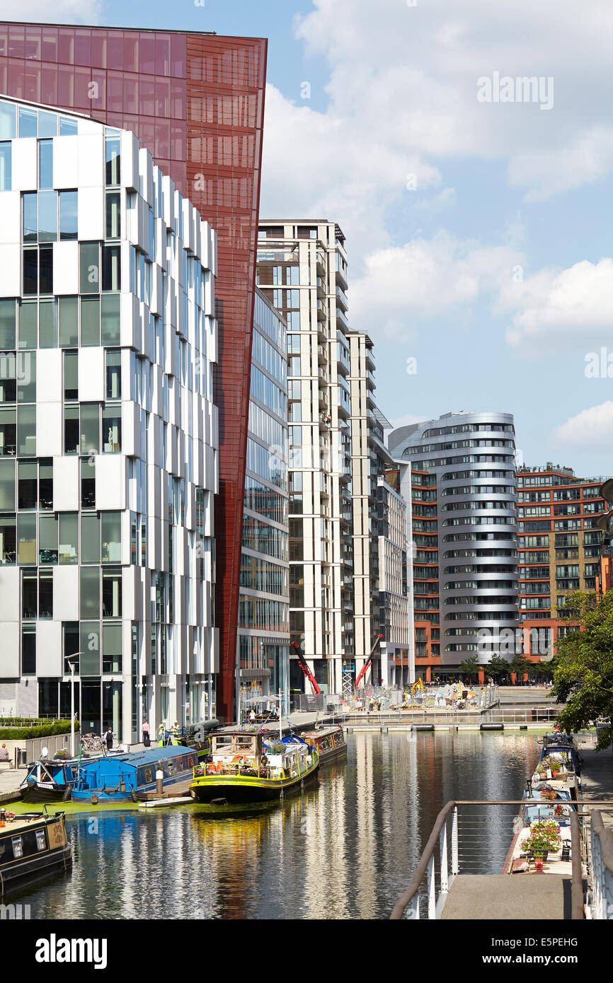 Blick auf die Neuentwicklung von Paddington Basin in Westlondon. VEREINIGTES KÖNIGREICH. Stockfoto
