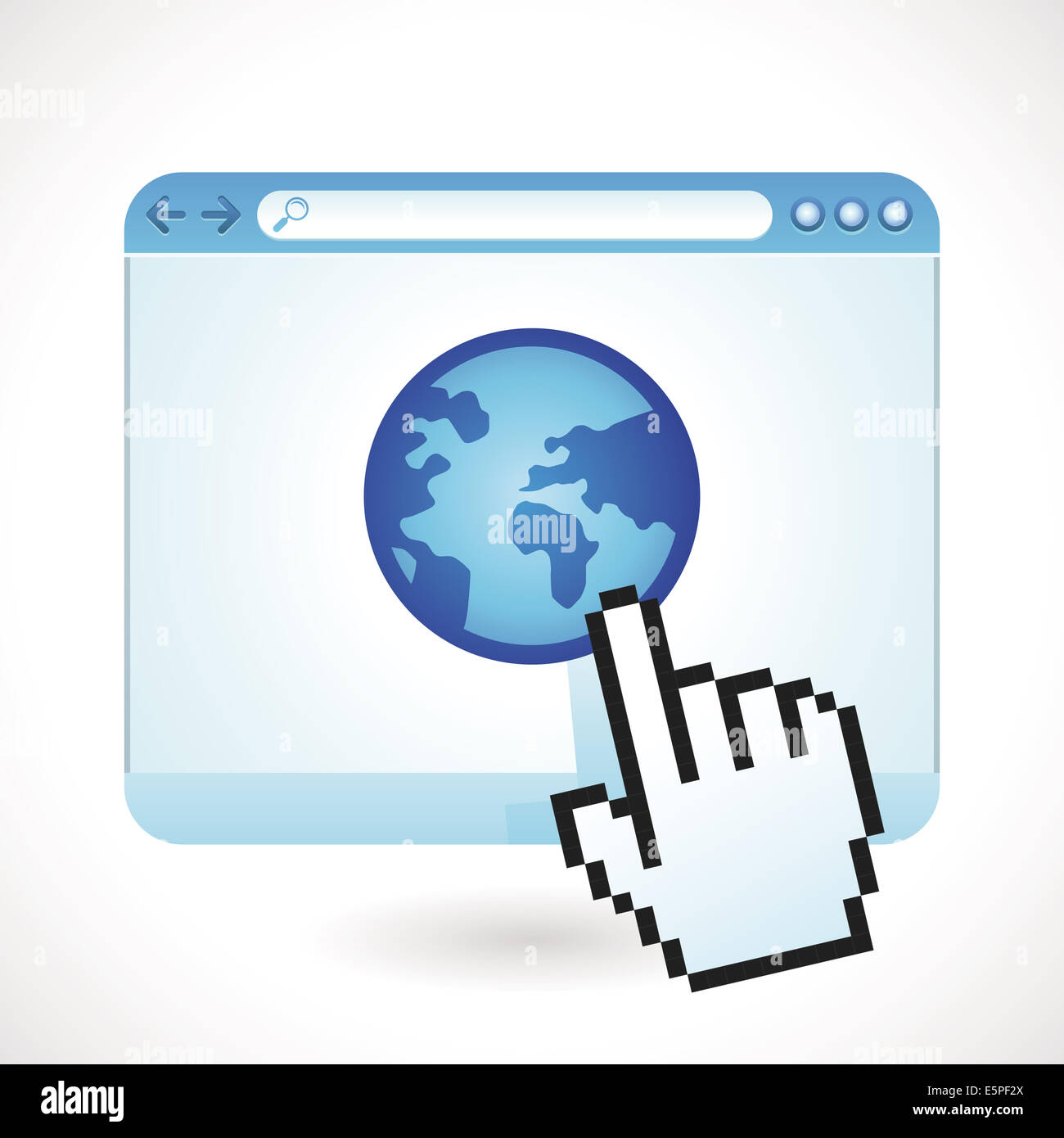 Internet-Konzept - Browser-Fenster mit "Weltkugel"-Symbol Stockfoto