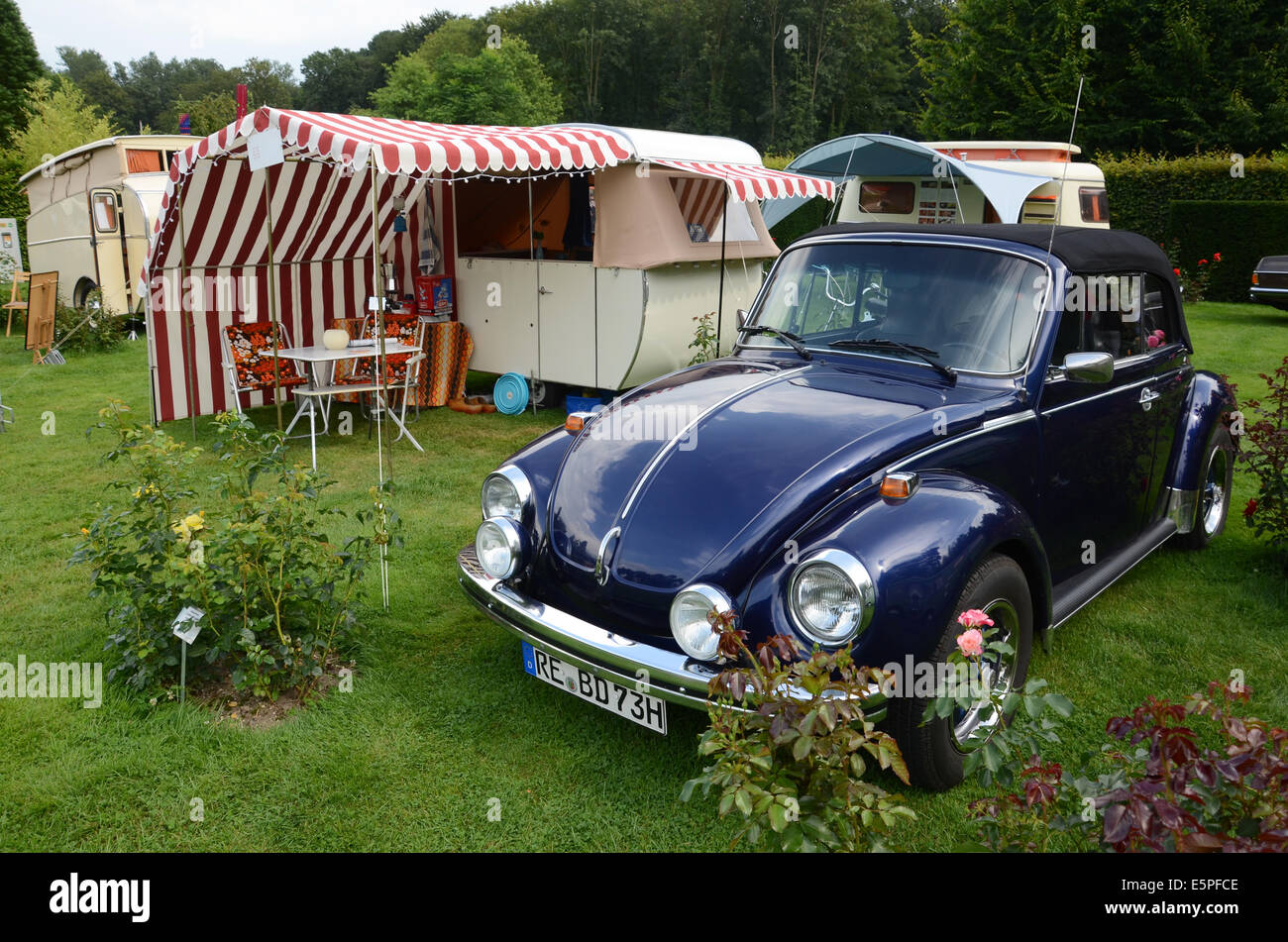 nostalgische camping bei den Classic Days 2014, Schloss Dyck Deutschland Stockfoto