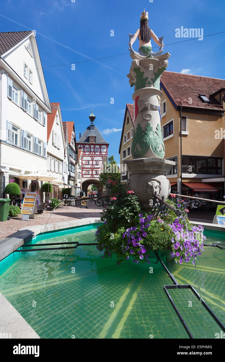 Brunnen am Unteres Tor Turm, Altstadt, BietigheimBissingen, Ludwigsburg District, Baden
