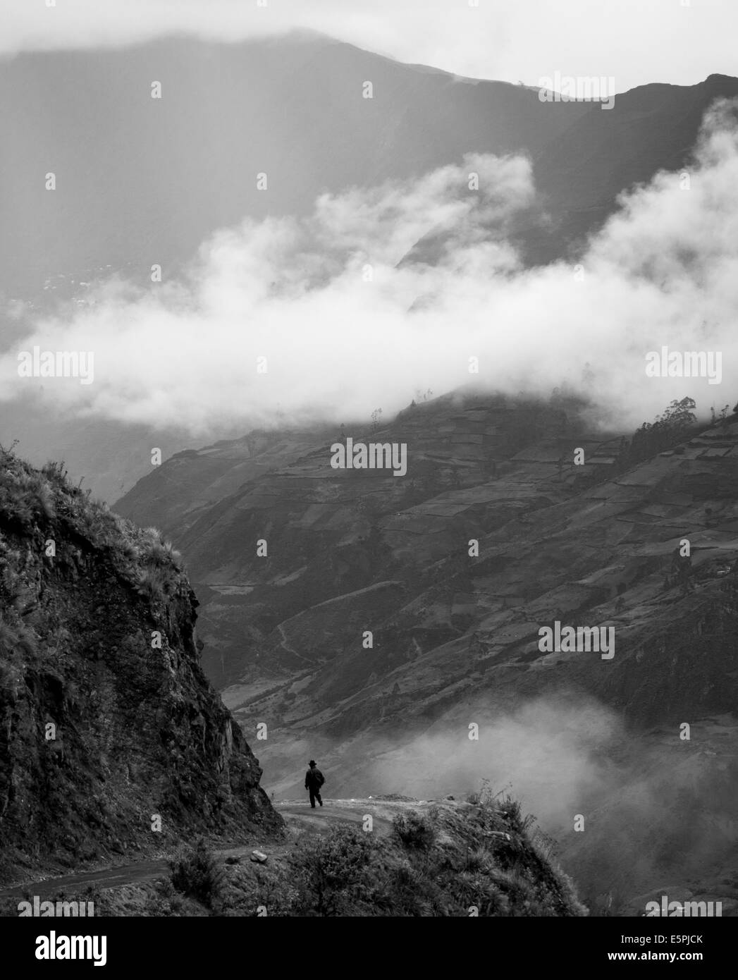 Blick durchs Tal, Sorata, Cordillera Real in Bolivien, Südamerika Stockfoto