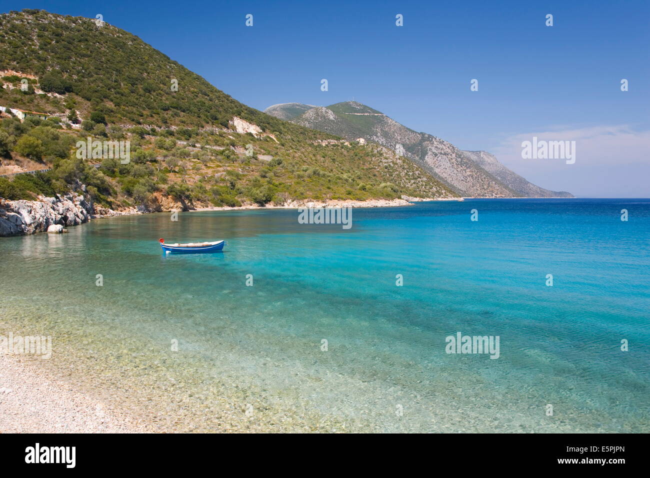 Blick über den ruhigen Golf von Molos, in der Nähe von Vathy (Vathi), Ithaca (Ithaki), Ionische Inseln, griechische Inseln, Griechenland, Europa Stockfoto