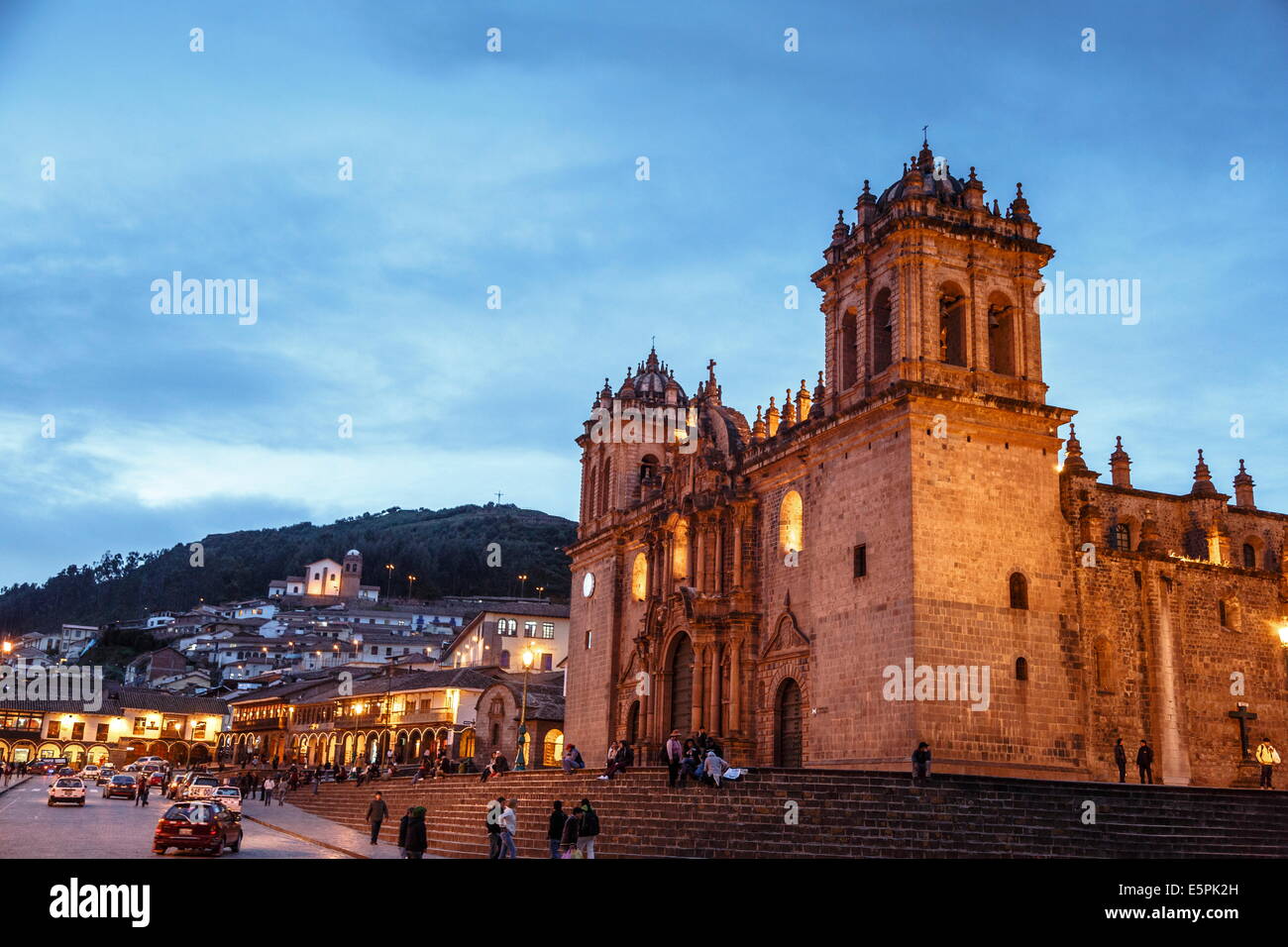 Die Kathedrale in Plaza de Armas, Cuzco, UNESCO World Heritage Site, Peru, Südamerika Stockfoto