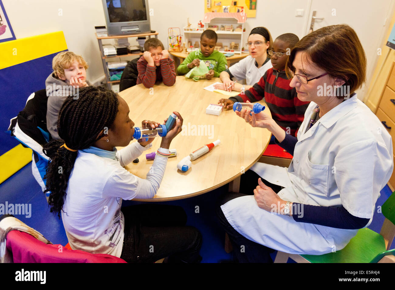 Asthma-Zentrum, Robert Debré Krankenhaus, Paris, Frankreich. Stockfoto