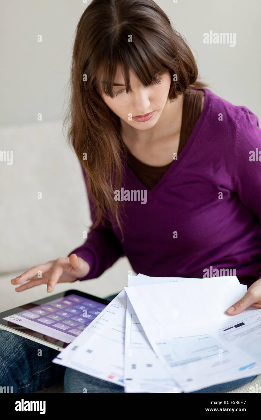 Frau mit administrativen arbeiten. Stockfoto