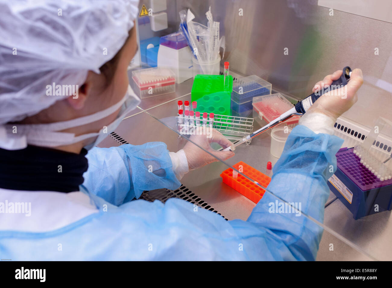 Virologie-Labor, Krankenhaus in Limoges, Frankreich. Stockfoto