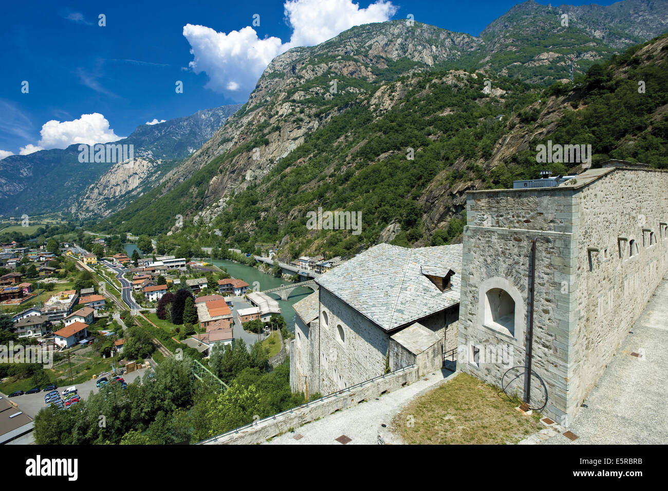 Italien-Tal von Aosta Bard das kurze Fort Stockfoto