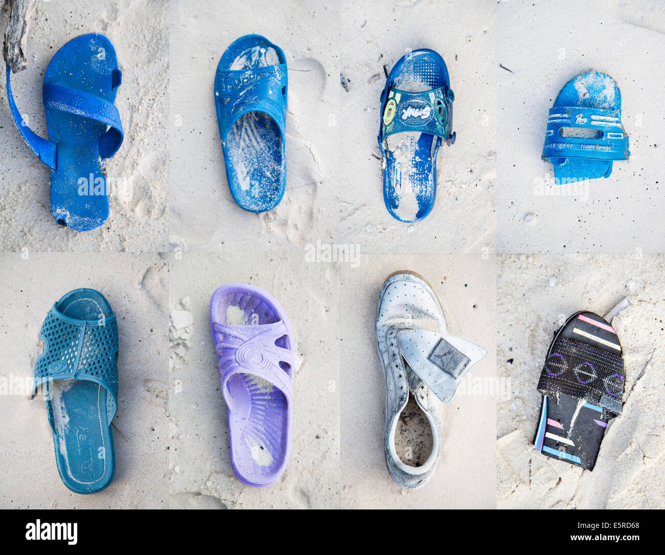 Alte Kunststoff-Schuhe abgelehnt am Meer am Strand Stockfotografie - Alamy