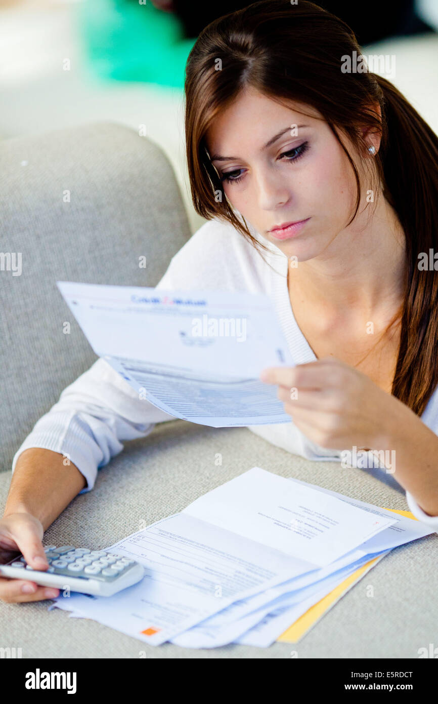 Frau mit administrativen arbeiten. Stockfoto