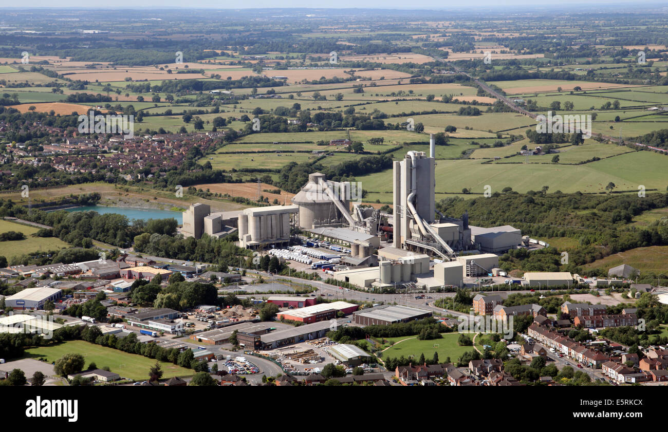Luftaufnahme des Zements Cemex UK arbeitet in Rugby, Warwickshire, UK Stockfoto