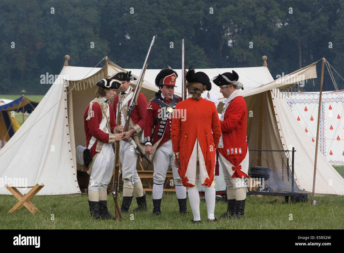 Rotröcke Feldlager der amerikanischen Unabhängigkeitskrieg 1775-1783 Stockfoto