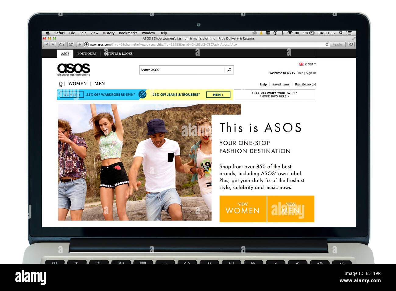 ASOs Mode-Website auf einem 13' Apple MacBook Pro Retina-Computer angezeigt Stockfoto
