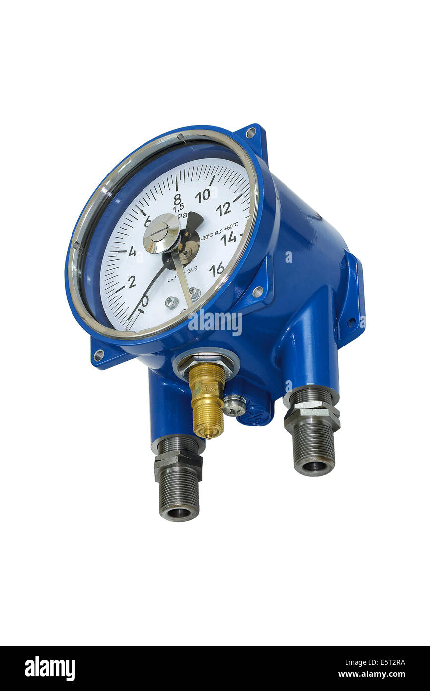 Elektrischen Kontakt Manometer im druckfesten Gehäuse. Stockfoto Elektrischen Kontakt Manometer im druckfesten Gehäuse. Stockfoto