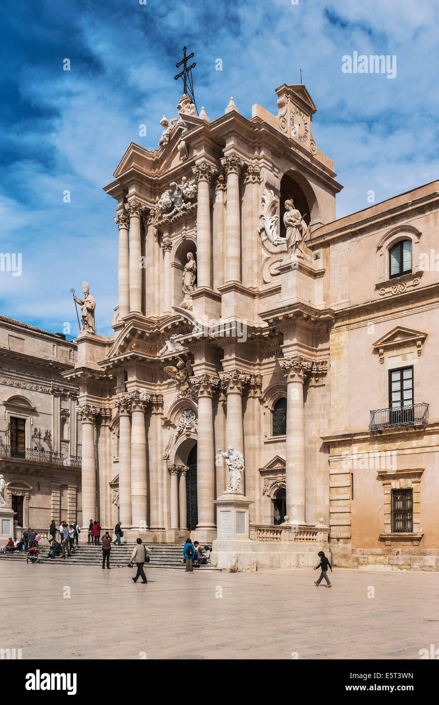 Piazza Duomo, Kathedrale von Syrakus, Sizilien, Italien, Europa Stockfoto