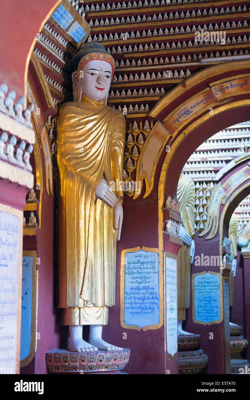 Süd-Ost-Asien, Myanmar, Monywa, Thanboddhay Paya Tempel, Buddha-Statuen Stockfoto