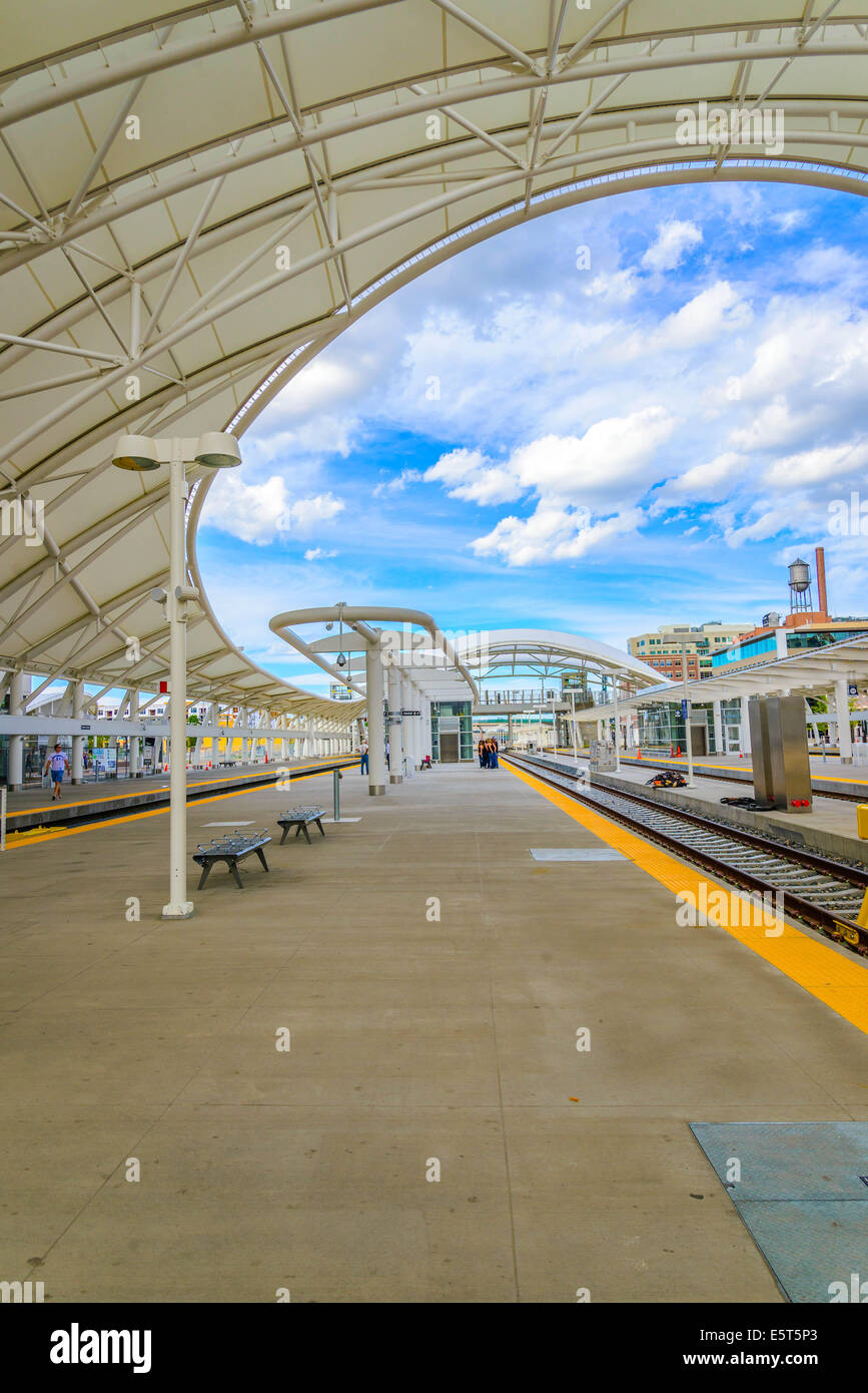 Neuzugang zur historischen Union Station in der Innenstadt von Denver Colorado Stockfoto