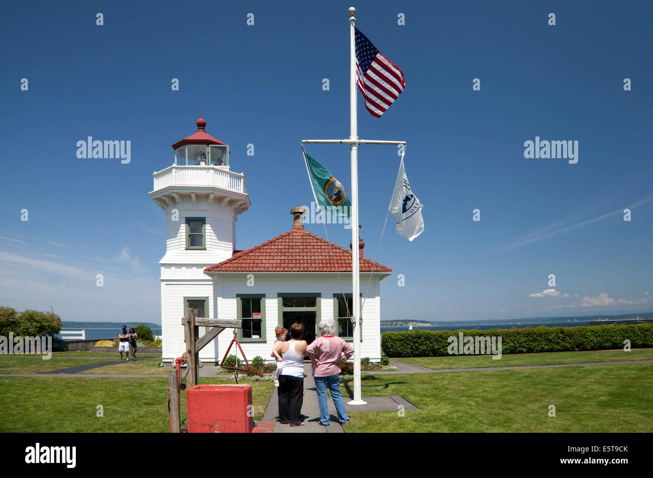 1906 gebaut, ist im Besitz der Stadt Mukilteo, Washington USA Mukilteo Leuchtturm. Stockfoto