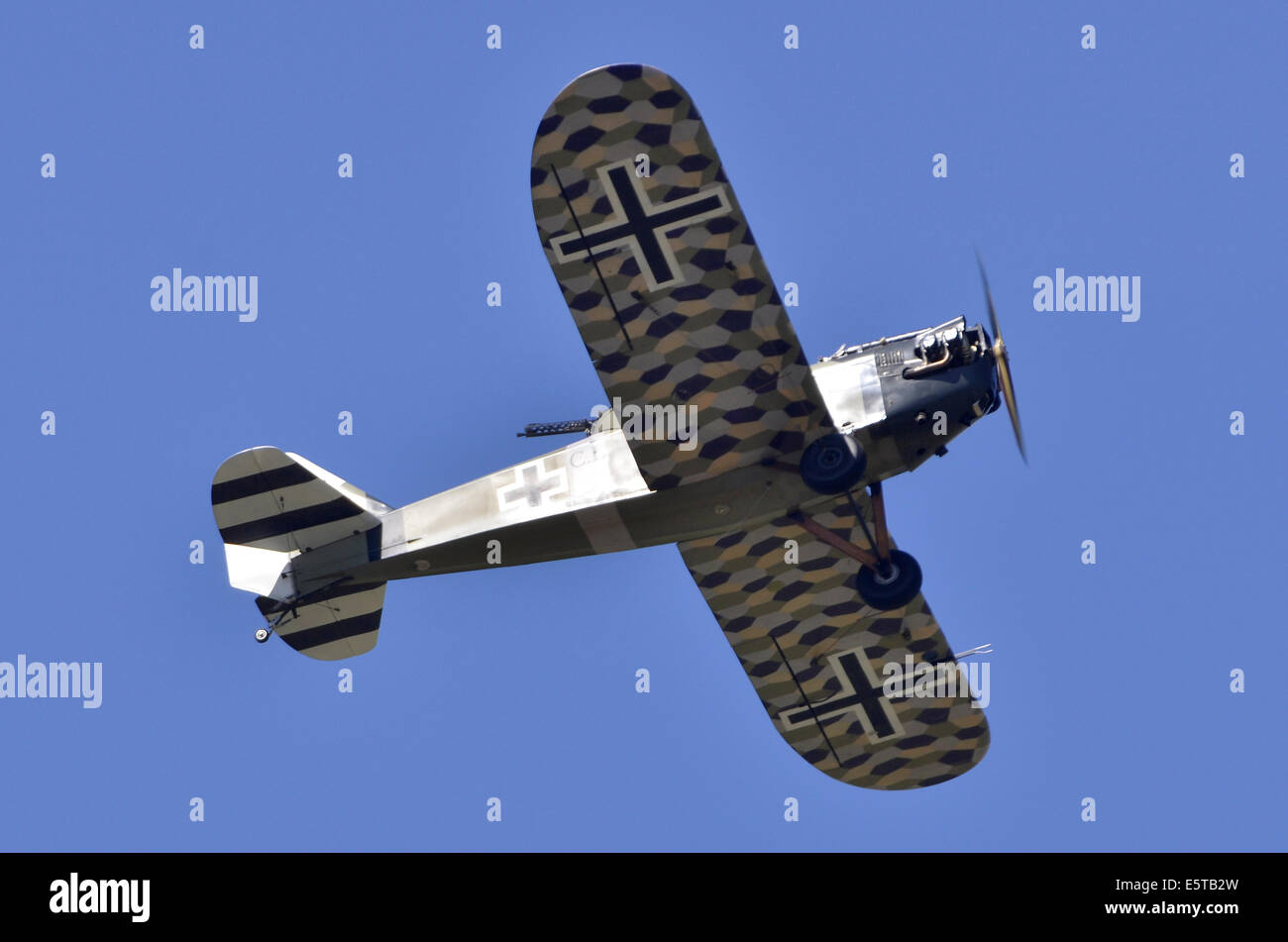 Junkers CL.1 Ebene, in WW1 German Flying Corps Markierungen und Lozenge Tarnung in Farnborough Airshow 2014 anzeigen Stockfoto