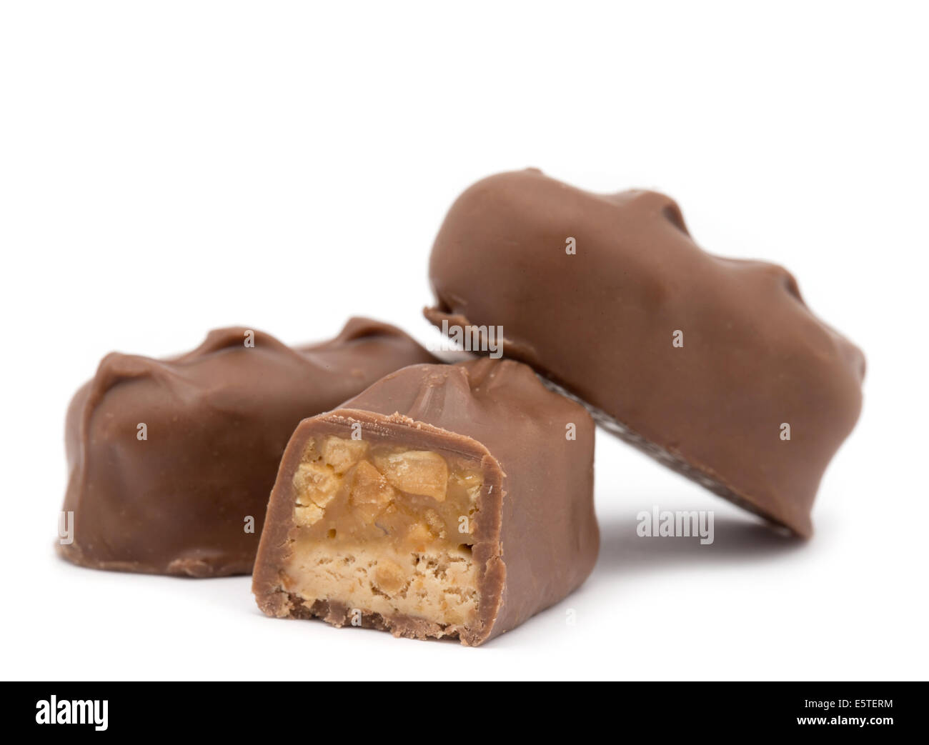 Schokolade Süßigkeiten isoliert auf weißem Hintergrund Stockfoto