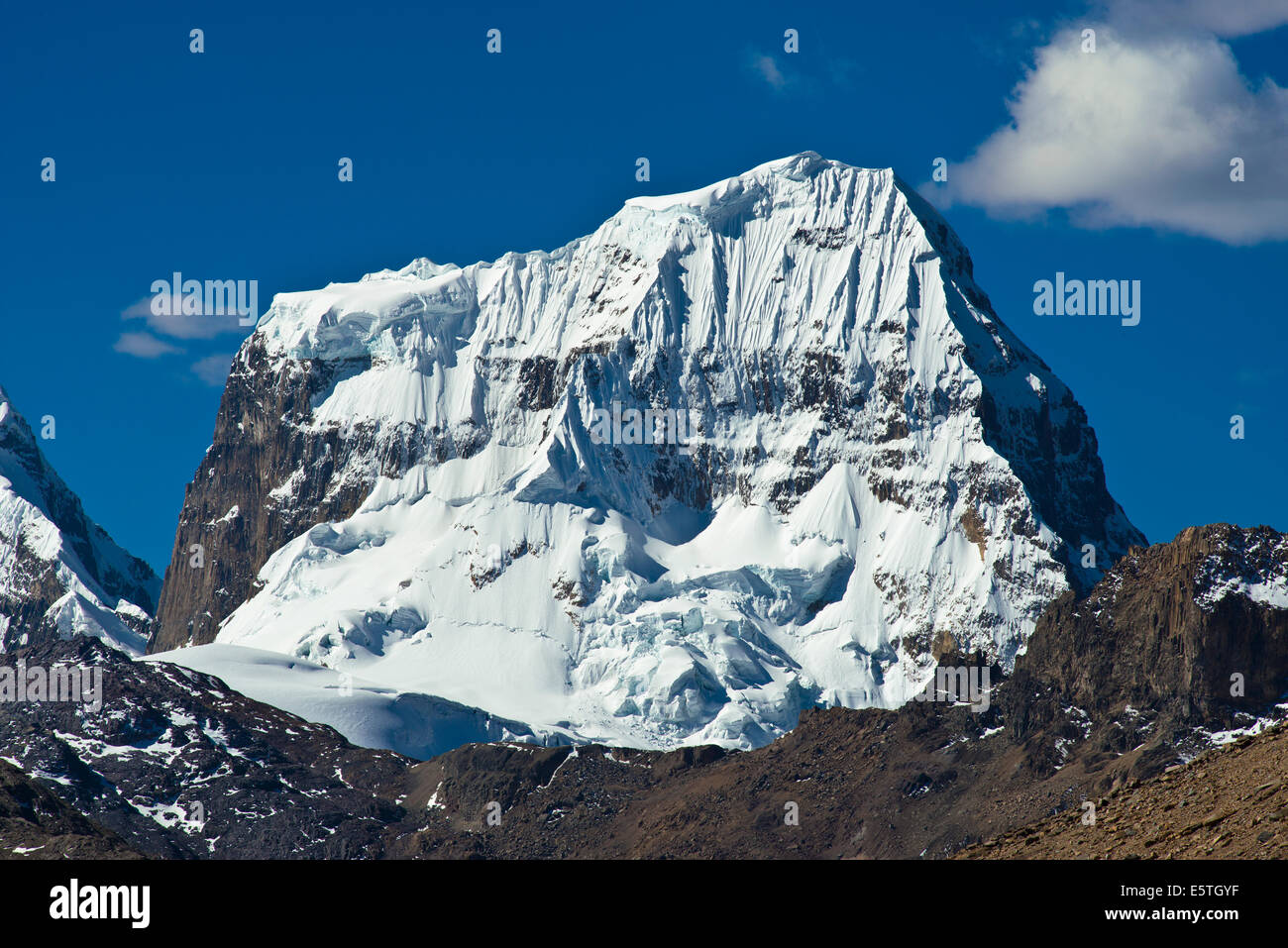 Gletschern, schneebedeckten Mt Nevado Trapecio, Cordillera Huayhuash Gebirge, Nord-Peru, Peru Stockfoto
