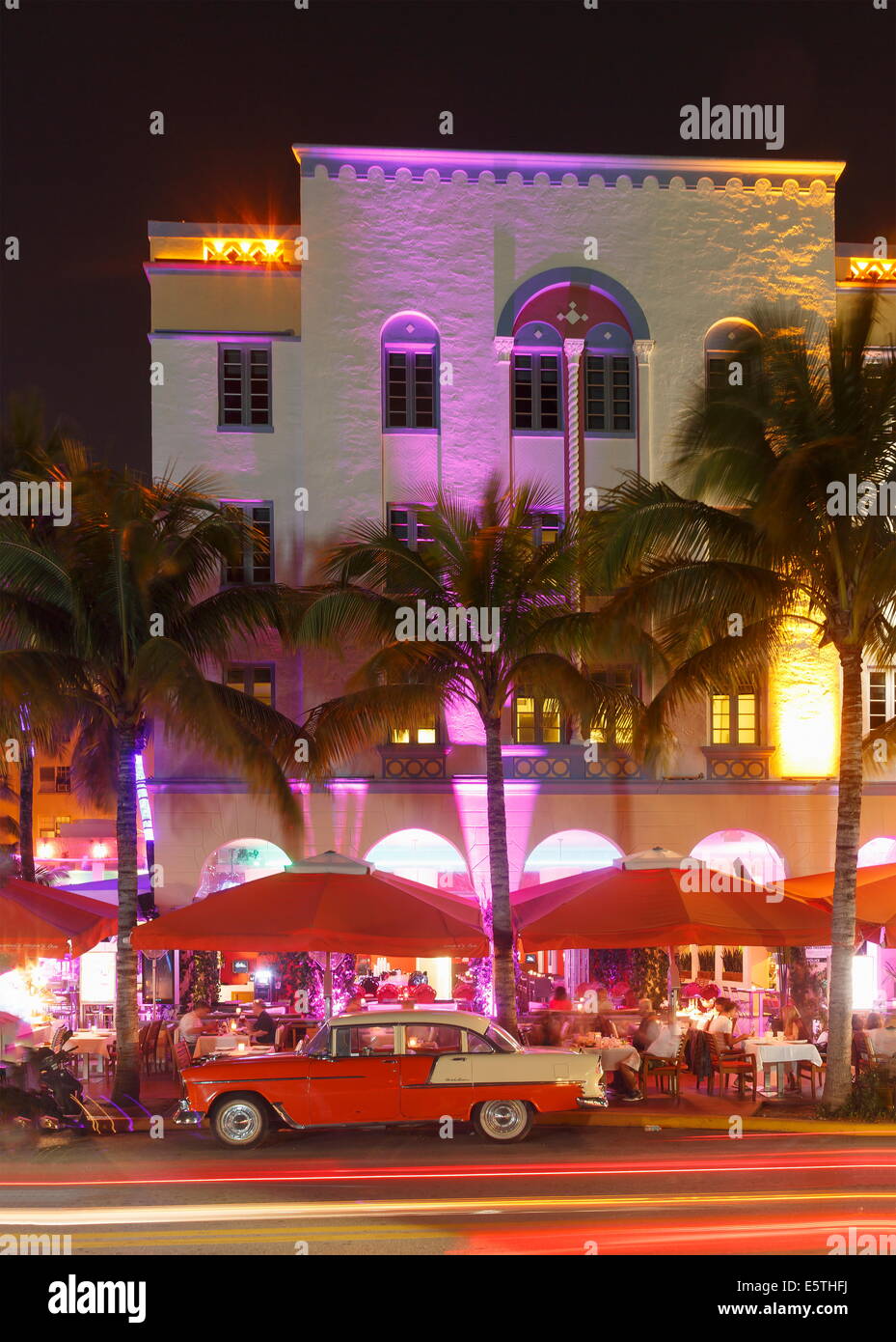 Art-Deco-Viertel, Ocean Drive, South Beach, Miami Beach, Florida, Vereinigte Staaten von Amerika, Nordamerika Stockfoto