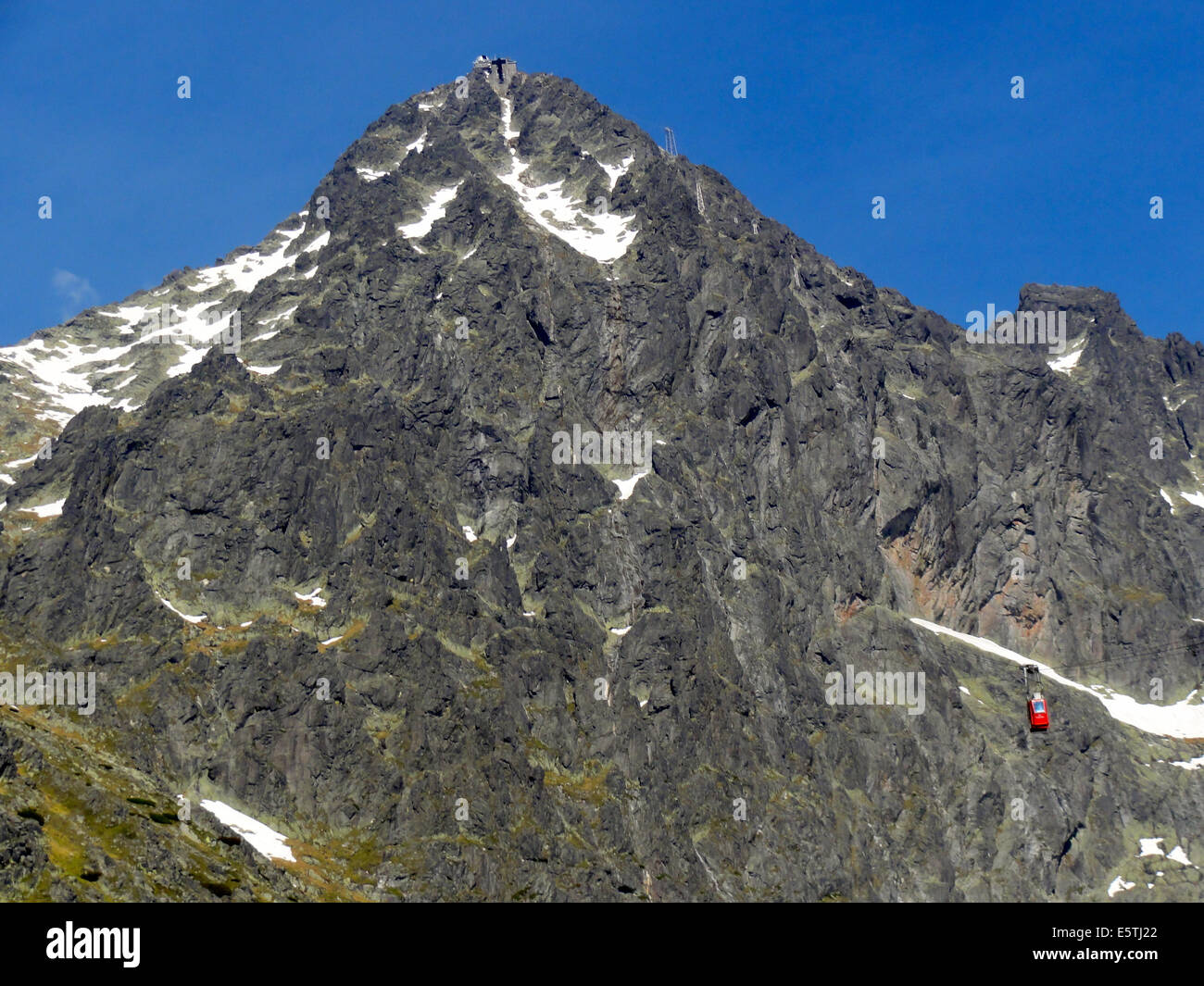 Die beliebtesten Gipfel im mittleren Europa - Lomnický štít. Stockfoto