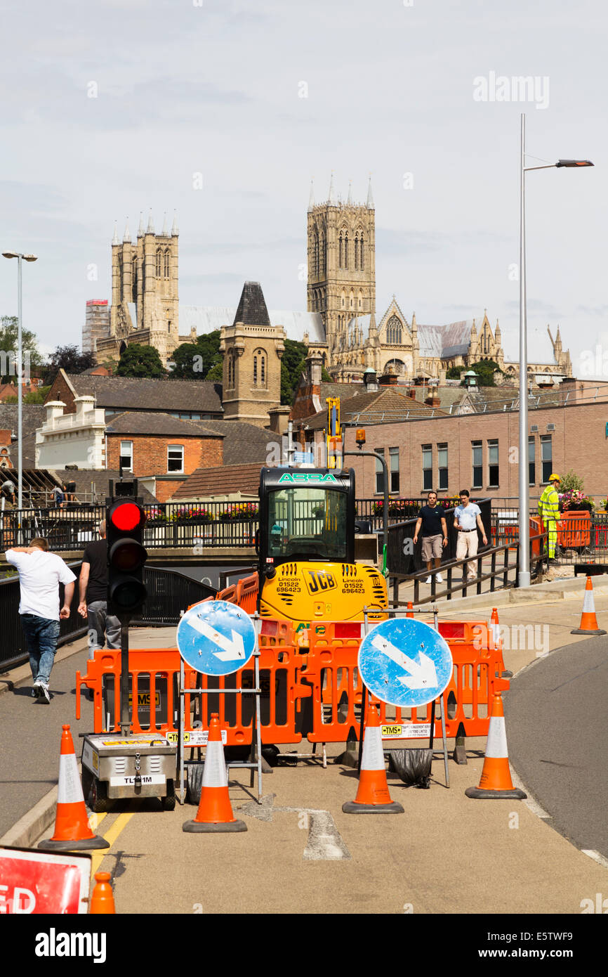 Baustellen, Lincoln, mit dem Dom Stockfoto