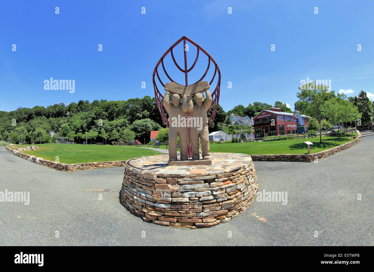 Schiff Erbauer Denkmal Port Jefferson Hafen Long Island New York Stockfoto