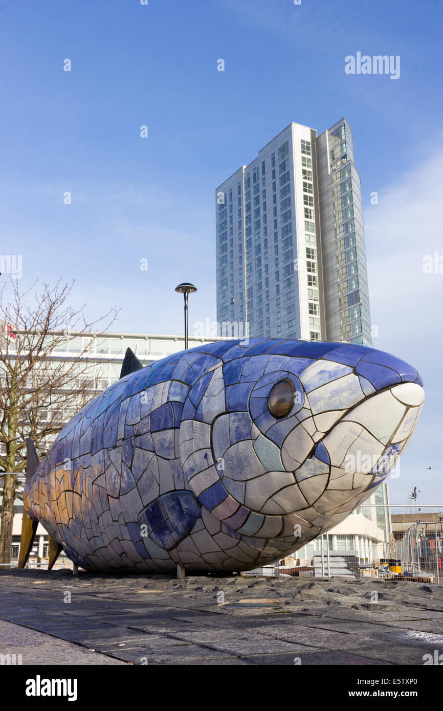 Die Großfische Skulptur in Belfast, Nordirland. Stockfoto