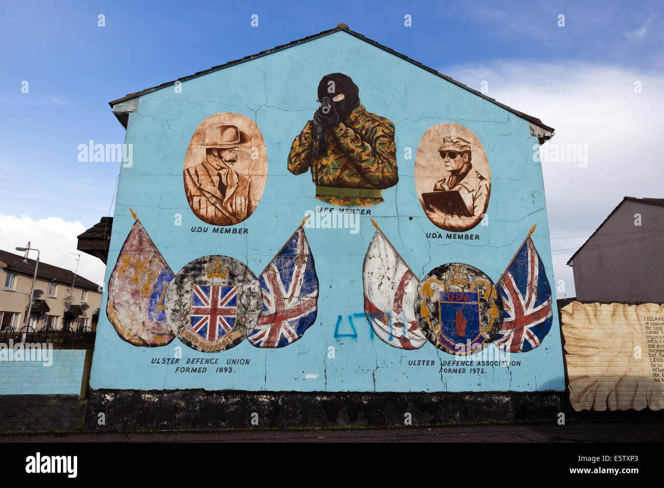 Wandgemälde im protestantischen Shankill Road-Bereich von Belfast, Nordirland. Stockfoto