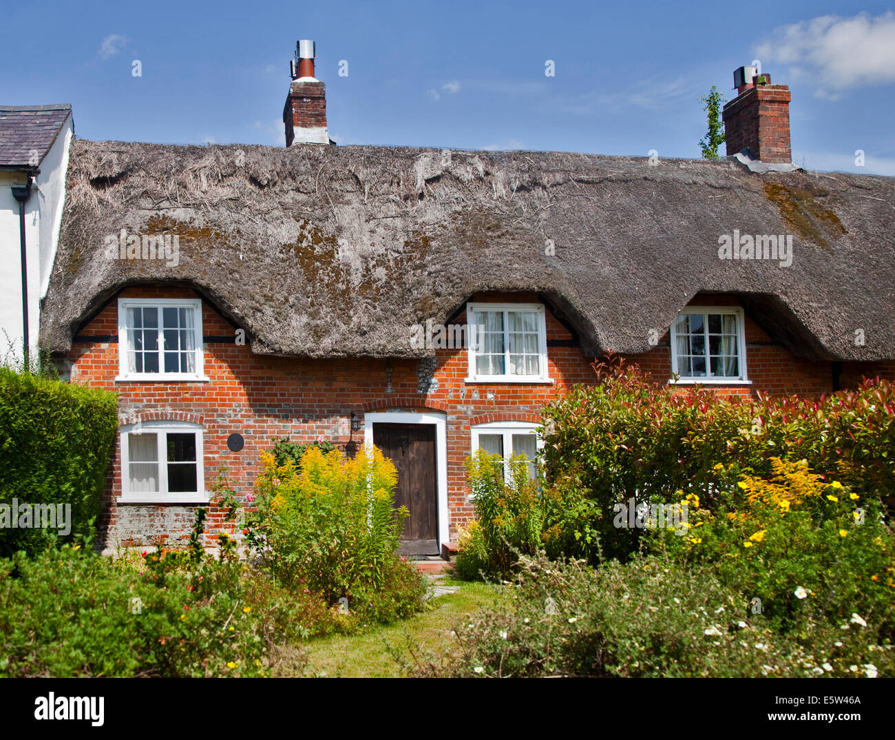 Strohgedeckten Hütten, Easton, Hampshire, England Stockfoto