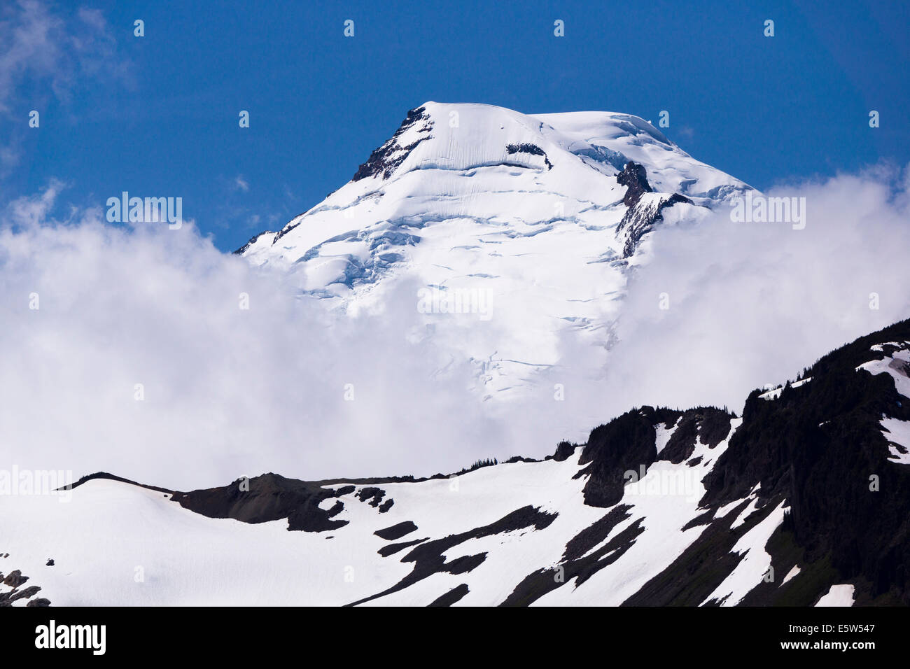 Mount Baker, Höhe 10.781 ft (3.286 m), von Nord-Ost gesehen. Mt. Baker-Snoqualmie National Forest, Washington, USA. Stockfoto