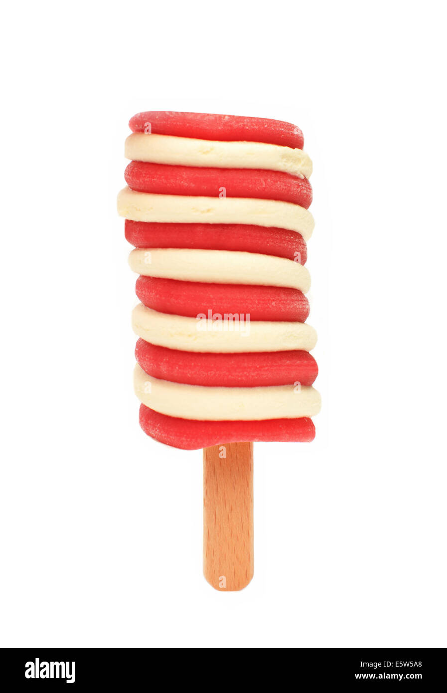 Erdbeere aromatisiert Eis Eis am Stiel auf einem weißen Hintergrund Stockfoto