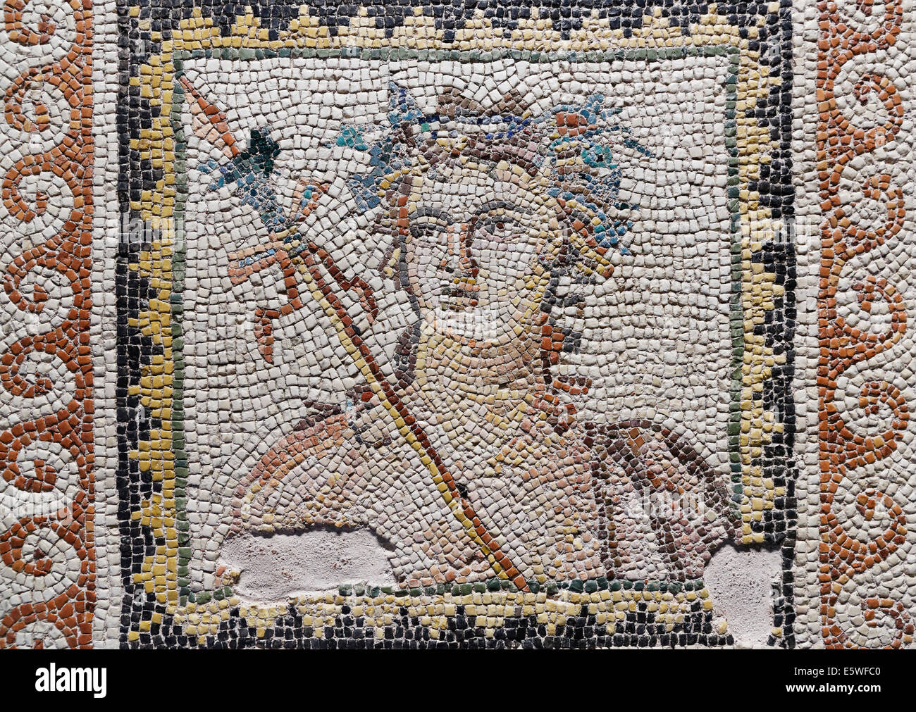 Dionysos-Büste, Mosaik aus Zeugma, Zeugma Mosaik-Museum, Gaziantep, Südost-Anatolien-Region, Südostanatolien, Türkei Stockfoto