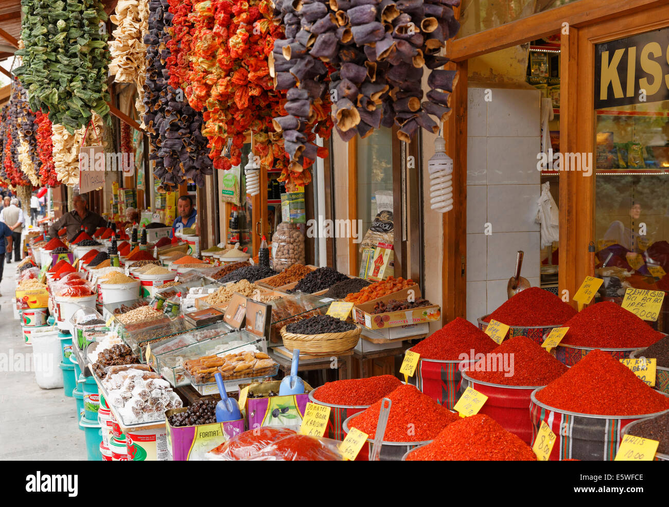 Gewürze, Bazar, Basar-Viertel, Gaziantep, Südost-Anatolien-Region, Anatolien, Türkei Stockfoto