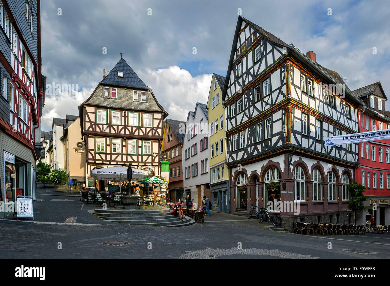 Fachwerkhäuser, Eisenmarkt Quadrat, Altstadt, Wetzlar, Hessen, Deutschland Stockfoto