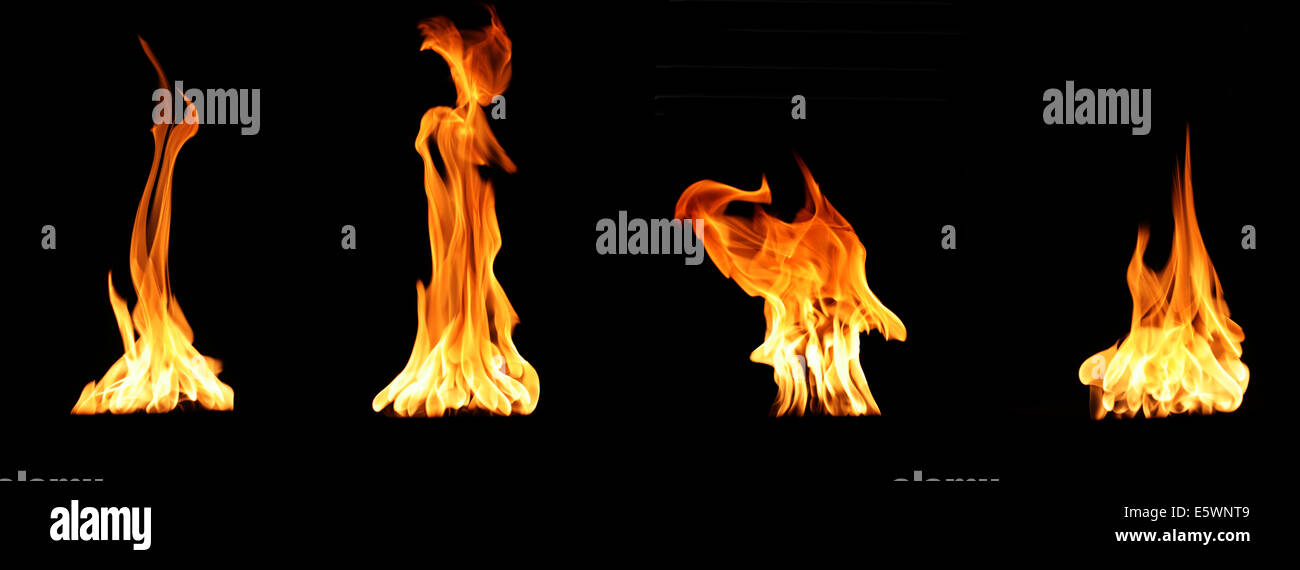 Flamme brennen (4 Bilder des gleichen Elements zusammen) Stockfoto