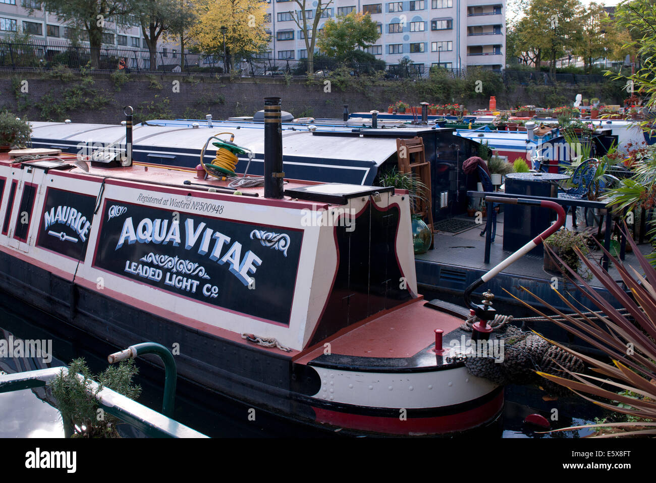 Hausboote, Regent es Canal St Johns Wood London Canal Stockfoto