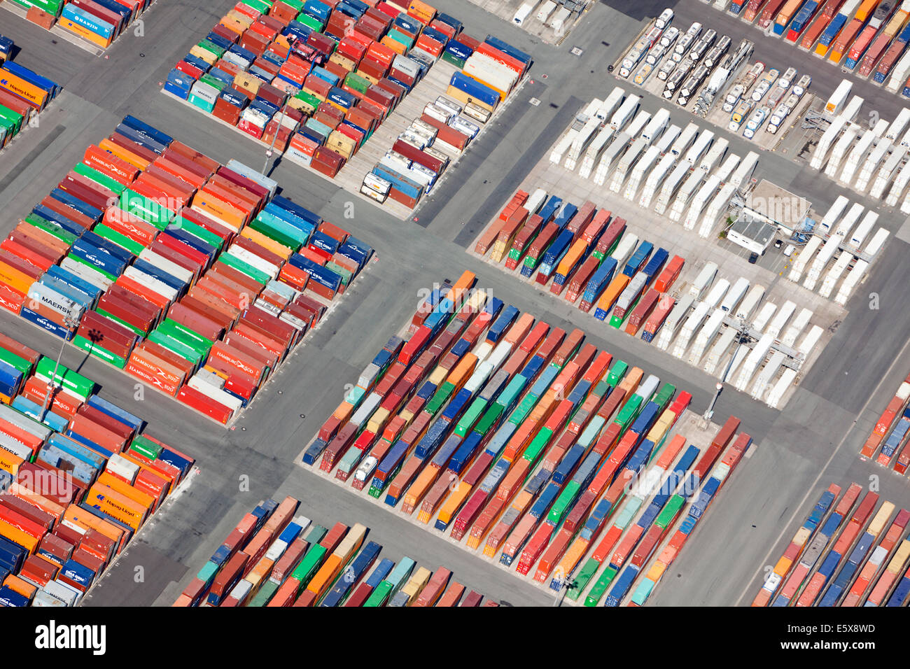 Luftaufnahme des Speicherbereichs Container im Hamburger Hafen Stockfoto