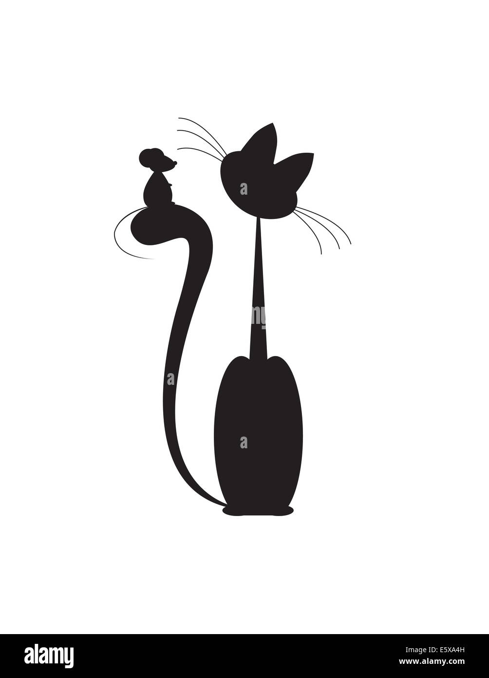 schwarze Katze und schwarze Maus zwei Freunde Stockfoto