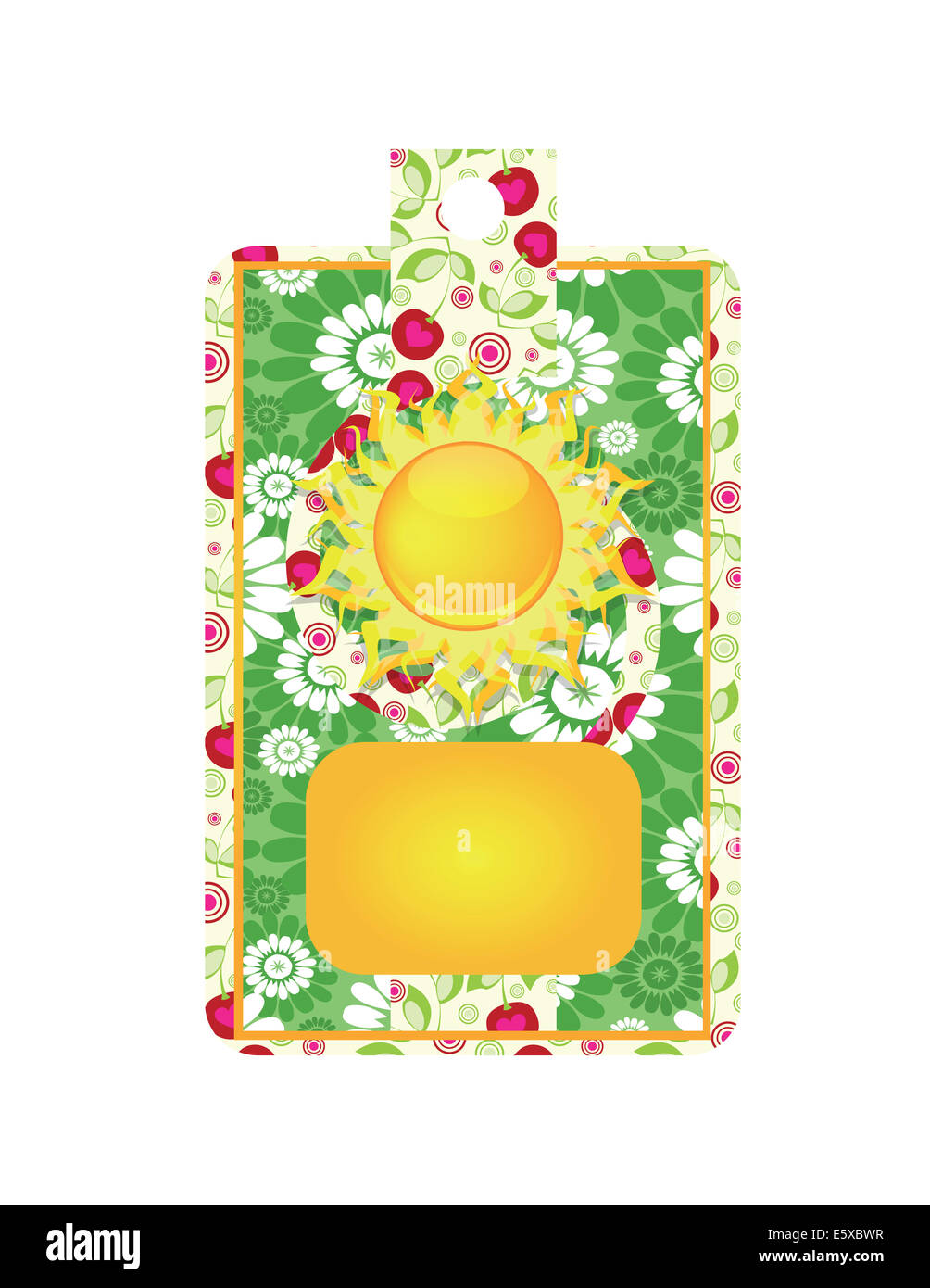 Sommer-Label mit Blume, Sonne, Stockfoto