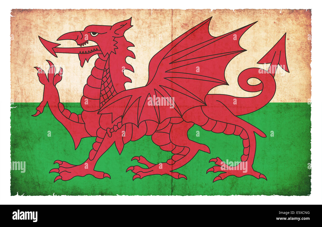 Flagge von Wales im Grunge-Stil erstellt Stockfoto