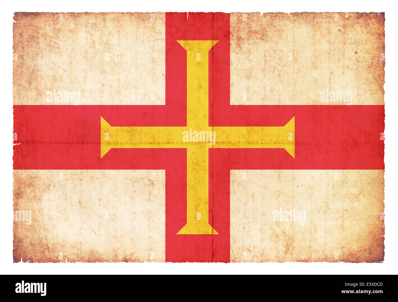 Flagge von Guernsey (Kanalinseln, GB) im Grunge-Stil erstellt Stockfoto