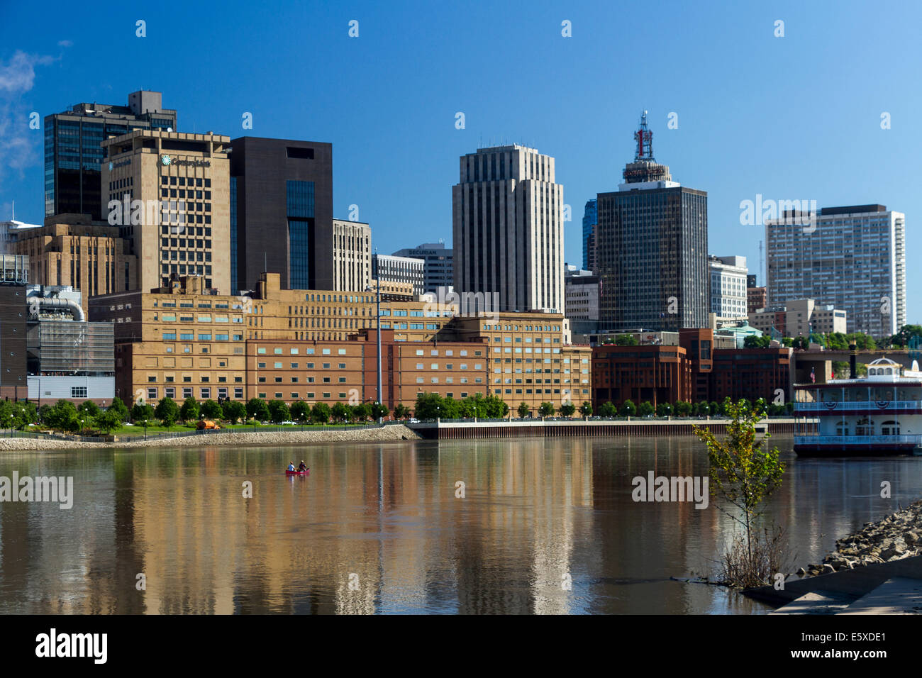 Die Innenstadt von St. Paul und Mississippi River, St. Paul, Minnesota, USA. Stockfoto